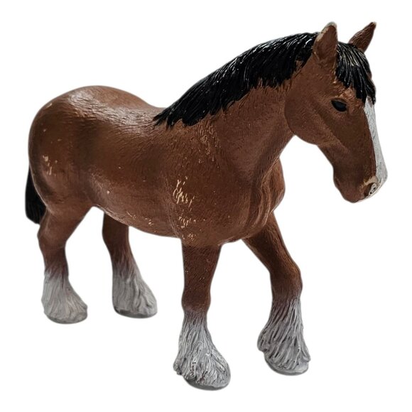 Mojo Clydesdale Horse Figure Farm Life Hand Painted Realistic Toy Brown Black - Picture 2 of 12